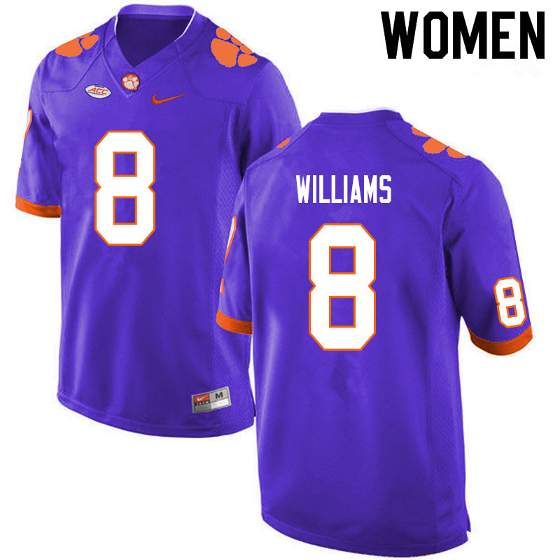 Women #8 Tre Williams Clemson Tigers College Football Jerseys Sale-Purple - Click Image to Close